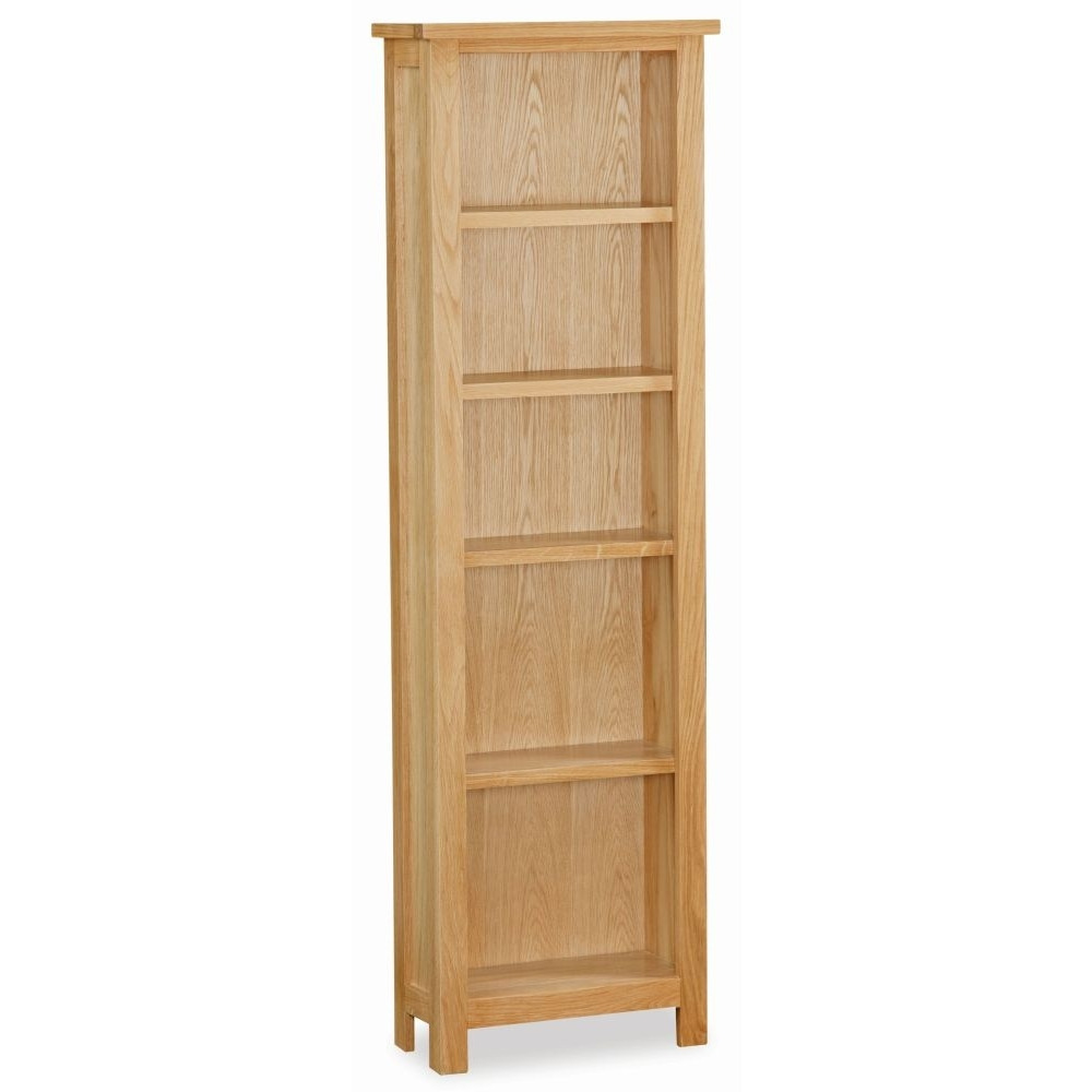 Cameron Natural Oak Slim Bookcase, 170cm Tall Narrow Bookshelf with 4 Shelves - image 1