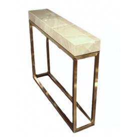 Stone International Kubo Console Table - Marble and Satin Brass