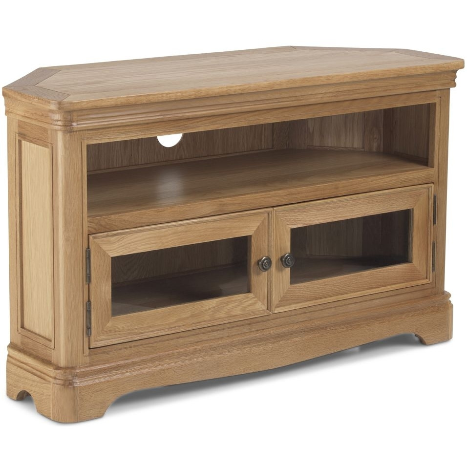 Louis Philippe French Oak Corner TV Unit, 100cm W with Storage for Television Upto 32in Plasma