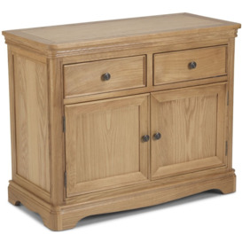 Louis Philippe French Oak Small Sideboard, 97cm W with 2 Doors and 2 Drawers - thumbnail 1