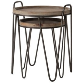 Nuffield Metal and Wood Nest of 2 Tables, Hairpin Legs - thumbnail 1