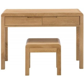 Curve Oak 2 Drawer Dressing Table and Stool - thumbnail 1