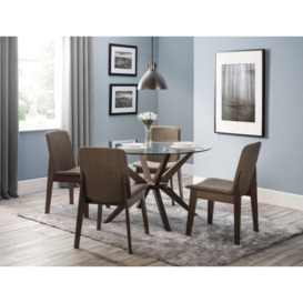 Chelsea Walnut and Glass Round 4 Seater Dining Set with 4 Kensington Chairs - thumbnail 3