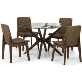Chelsea Walnut and Glass Round 4 Seater Dining Set with 4 Kensington Chairs - thumbnail 2
