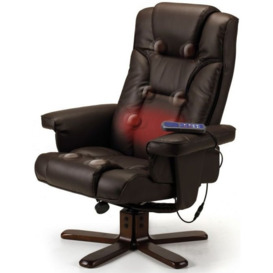 Malmo Leather Swivel Recliner Massager Chair with footstool - Comes in Black and Brown - thumbnail 2
