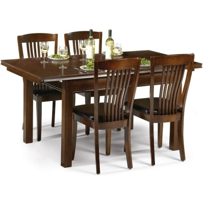 Canterbury Mahogany Extending 4-6 Seater Dining Table Set with 4 Leather Chairs - image 1