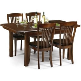 Canterbury Mahogany Extending 4-6 Seater Dining Table Set with 4 Leather Chairs - thumbnail 1