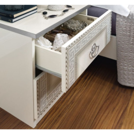 Camel Aida White and Silver Italian Bedside Cabinet - thumbnail 2