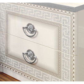 Camel Aida White and Silver Italian Bedside Cabinet - thumbnail 3