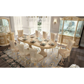 Camel Aida Day Ivory Italian Oval Extending Dining Table with 4 Chairs and 2 Armchair - thumbnail 3