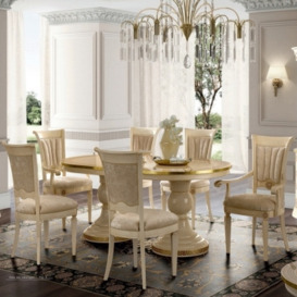 Camel Aida Day Ivory Italian Oval Extending Dining Table with 4 Chairs and 2 Armchair - thumbnail 1