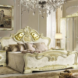 Camel Leonardo Night Italian Ivory High Gloss and Gold Upholstered Bed - thumbnail 1