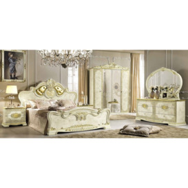 Camel Leonardo Night Italian Ivory High Gloss and Gold Upholstered Bed - thumbnail 3