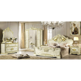 Camel Leonardo Night Italian Ivory High Gloss and Gold Upholstered Bed - thumbnail 2