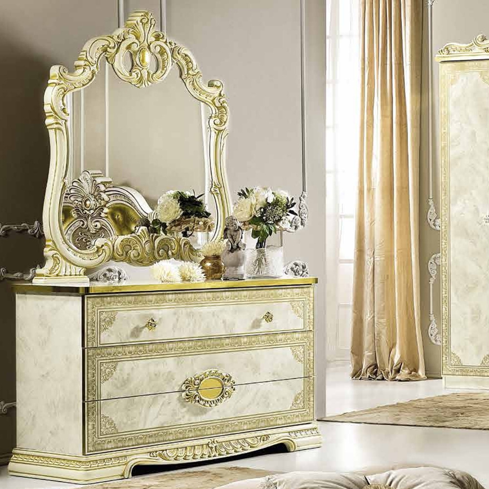 Camel Leonardo Night Italian Ivory High Gloss and Gold Dresser - image 1