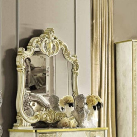Camel Leonardo Night Italian Ivory and Gold Arch Mirror - 107cm x 116cm - thumbnail 1