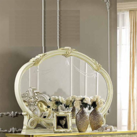 Camel Leonardo Night Italian Ivory and Gold Oval Mirror - 147cm x 106cm