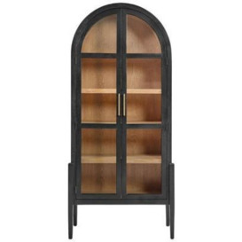 Dark Oak Wood Oval Top 2 Door Display Case