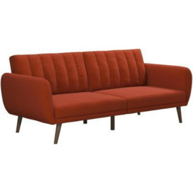 Alphason Novogratz Brittany Orange Linen Futon Sofa Bed