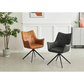 Vito Tan Faux Leather Dining Armchair (Sold in Pairs) - thumbnail 2