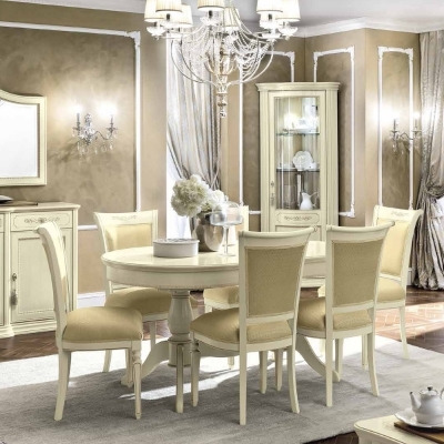 Camel Torriani Day Ivory Italian Oval Extending Dining Table and Chairs - image 1