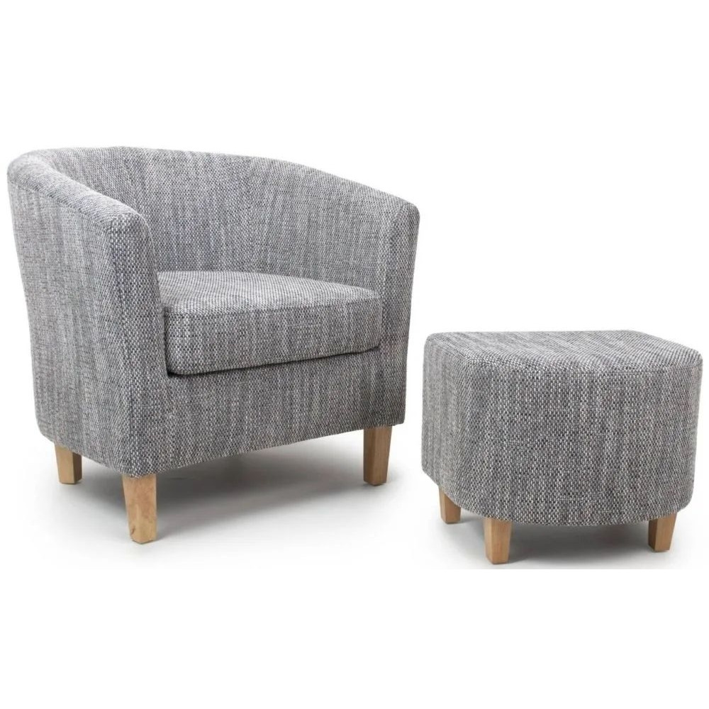 Tub Tweed Grey Chair and Stool Set - image 1