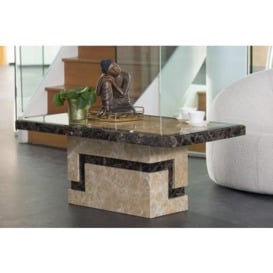 Venice Marble Coffee Table Cream Rectangular Top with Pedestal Base