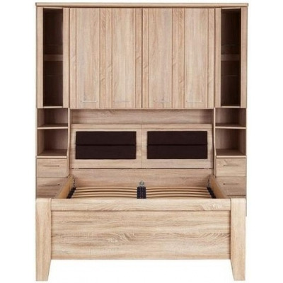 Luxor 3+4 Overbed Unit with 33cm Occasional Element and 140cm Bed in Rustic Oak - W 215 - image 1