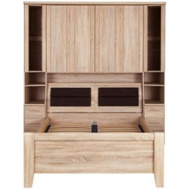 Luxor 3+4 Overbed Unit with 33cm Occasional Element and 140cm Bed in Rustic Oak - W 215 - thumbnail 1