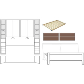 Luxor 3+4 Overbed Unit with 33cm Occasional Element and 140cm Bed in Rustic Oak - W 215 - thumbnail 2
