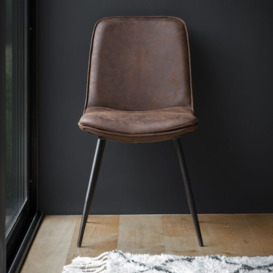 Oregon Brown Leather Dining Chair (Sold in Pairs) - thumbnail 3