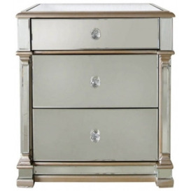 Apollo Champagne Gold Mirrored Bedside Cabinet - thumbnail 1