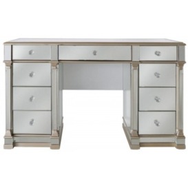 Apollo Champagne Gold Mirrored Double Pedestal Dressing Table - thumbnail 1