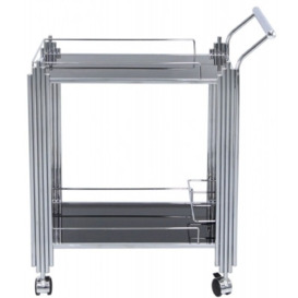 Cohen Black Glass and Chrome Drinks Trolley - thumbnail 1