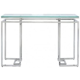 Meridian Glass and Chrome Console Table - thumbnail 1
