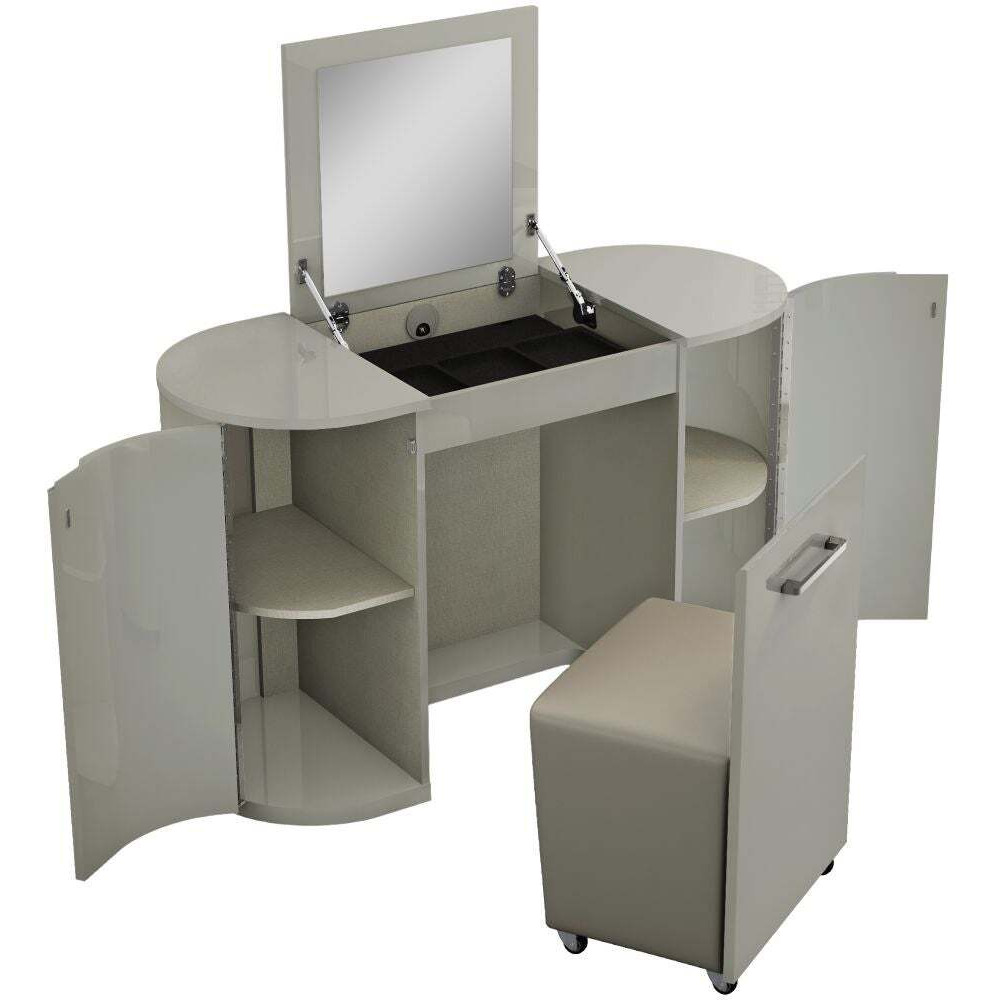 Sabron Cashmere High Gloss 2 Door Vanity Unit with Stool