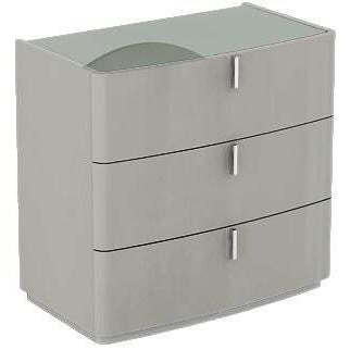 Sabron Cashmere High Gloss 3 Drawer Dresser with Grey Glass Top - image 1