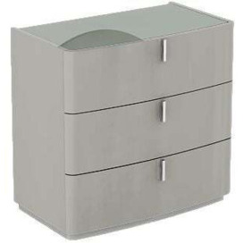 Sabron Cashmere High Gloss 3 Drawer Dresser with Grey Glass Top - thumbnail 1