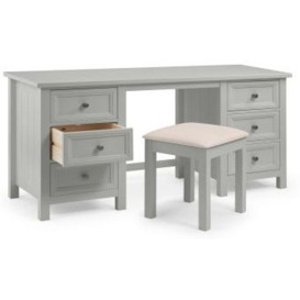 Maine Dove Grey Lacquer Pine 6 Drawer Dressing Table - thumbnail 2