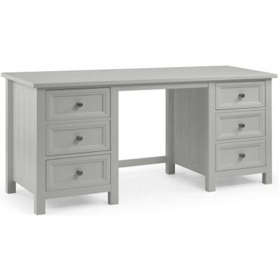 Maine Dove Grey Lacquer Pine 6 Drawer Dressing Table - image 1