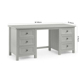 Maine Dove Grey Lacquer Pine 6 Drawer Dressing Table - thumbnail 3