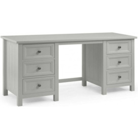 Maine Dove Grey Lacquer Pine 6 Drawer Dressing Table - thumbnail 1