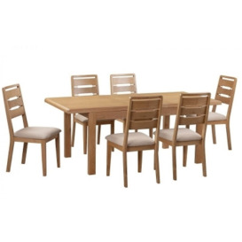 Curve Oak Extending 6-8 Seater Dining Table Set - Comes in 6/8 Chair Options - thumbnail 1