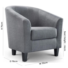 Hugo Slate Grey Linen Fabric Tub Chair - thumbnail 3