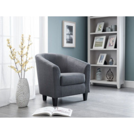 Hugo Slate Grey Linen Fabric Tub Chair - thumbnail 2