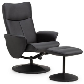 Lugano Swivel and Black Leather Recline Chair