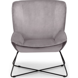 Mila Grey Velvet Fabric Accent Chair with Stool - thumbnail 3
