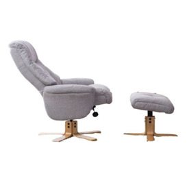 GFA Dubai Swivel Recliner Chair with Footstool - Lisbon Silver Fabric - thumbnail 2