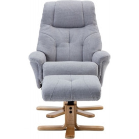 GFA Dubai Swivel Recliner Chair with Footstool - Lisbon Silver Fabric - thumbnail 1