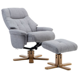 GFA Dubai Swivel Recliner Chair with Footstool - Lisbon Silver Fabric - thumbnail 3